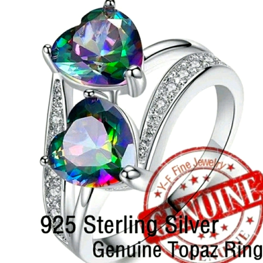 New 2.5ctw Magestic Double Hearts and Topaz Size 7